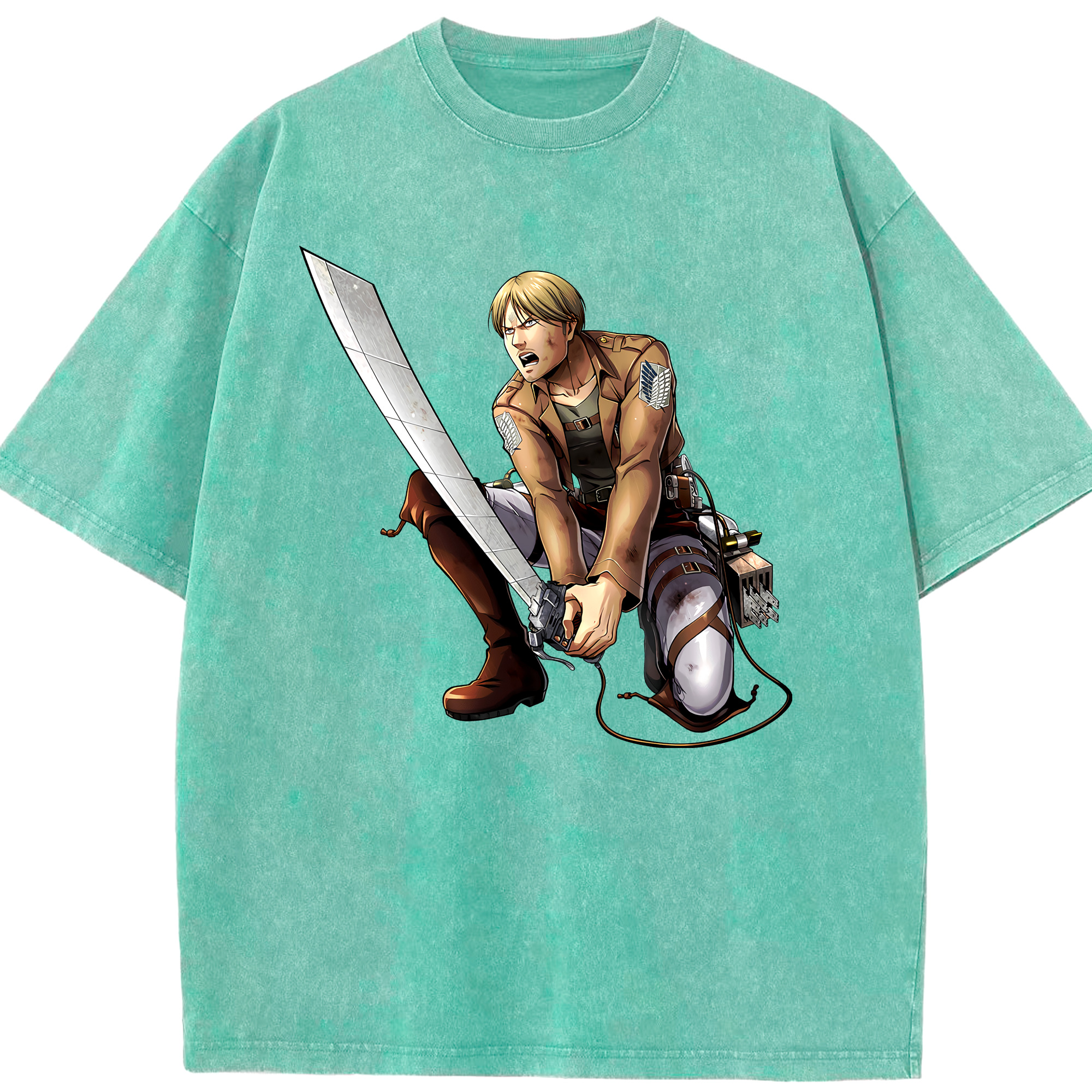 （画像用） 進撃の巨人 ミケ·ザカリアス Attack on Titan Mike Zakarius 綿100% ヴィンテージ風 半袖Tシャツ（フロントプリント）